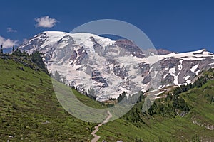 Glaciated Volcano on a Sunny, Summer day photo