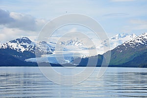 Glacier in Alaska receding from the sea