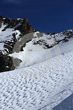 Glaciar, centro en estación de esquí de Francia 