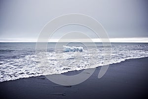 Glacier on Black Sand Beach