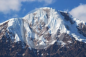 Glacier covered mountain in the Peruvian Andes