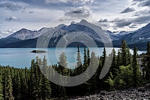 Glacier covered mountains of Peter Lougheed Provincial Park. Kananaskis Lakes, Alberta. Canada