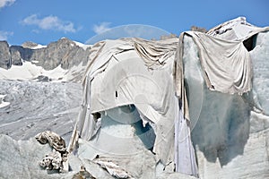 Glacier covered with sheets