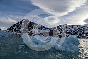 The glacier descends into the Gulf of Spitsbergen Archipelago