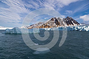 The glacier descends into the Gulf of Spitsbergen Archipelago