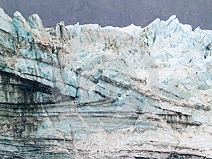 Glacier face with foliation pattern