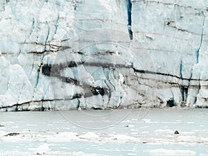 Glacier face with foliation pattern