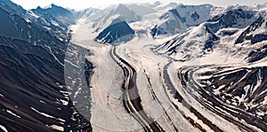 Glacier filled mountain valley Kluane NP YT Canada