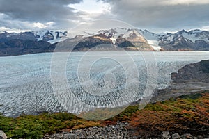 Glacier Grey with Mountains during Autumn