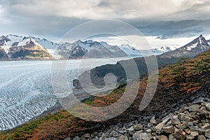 Glacier Grey with Mountains during Autumn