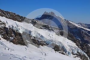 Glacier and high mountain, view from the Jungfraujoch