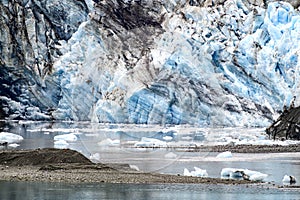 Glacier wall and icebergs details photo