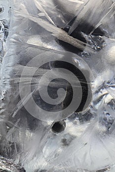 Glacier ice chunks on the black beach at Jokulsarlon, Iceland