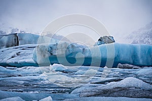 Glacier icebergs and water