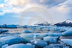 Glacier icebergs and water