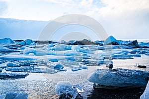 Glacier icebergs and water