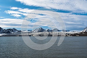 A glacier in the island of Svalbard - Norway 83 degrees north, basically the north pole