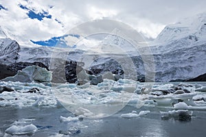 Glacier lagoon in Tibet