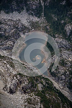 Glacier Lake on Mountain Aerial