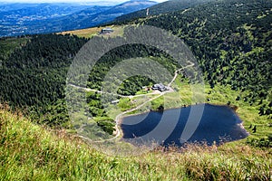 The glacier lake on the polish side of Krkonose- National park of Czech republic