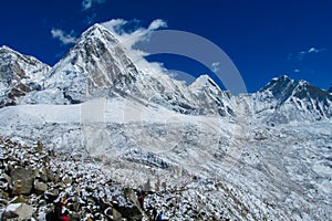 Glacier landscape and views of Himalayas near Everest mountain