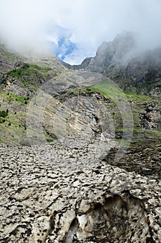 Glacier (le pont de neige) in the summer Pyrenees