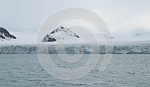 Glacier meeting the ocean at Svalbard in Norway