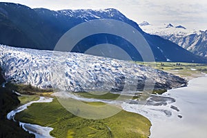 Glacier melting into a lake in Alaska