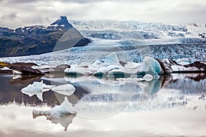 Glacier meltwater form a lake