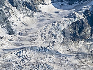 Glacier moraine of Disgrazia mount in the italian alps in Valmalenco photo