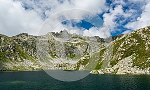 Glacier mountain lake in Brenta Dolomites.