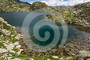 Glacier mountain lake in Brenta Dolomites.