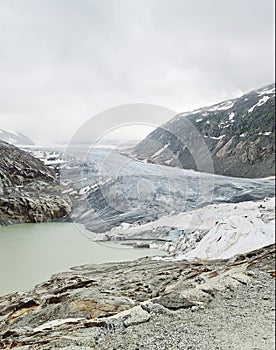 Glacier on the mountain landscape , beautiful nature background