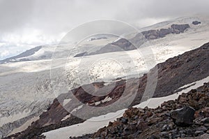 Glacier in the mountains of the Caucasus