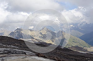 glacier in the mountains of the Caucasus in summer