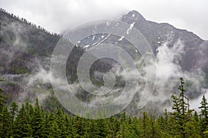 Glacier National Park foggy mountains