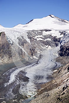 The glacier Pasterze and Johannisberg mountain.