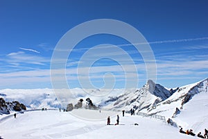 Glacier peak with mountains view and people