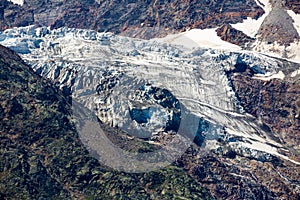 Glacier in rocky mountains near Simplon Pass, Switzerland