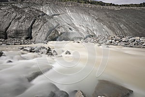 Glacier snout of Vadret Pers in the valley of morteratsch, Switzerland