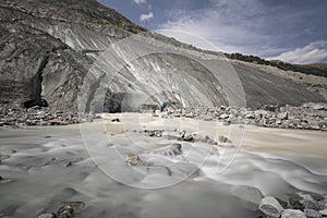 Glacier snout of Vadret Pers in the valley of morteratsch, Switzerland