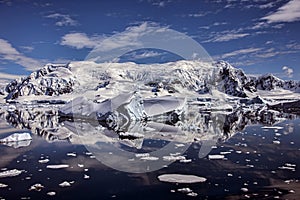 Glacier and snow covered mountains of Antarctica