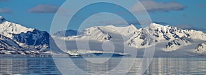 Glacier and Snowcapped Mountains, Oscar II Land, Norway