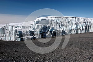 Glacier at the summit of mount Kilimanjaro