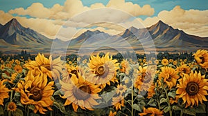 Glacier Of Sunflowers: A Joyous Figurative Art Masterpiece