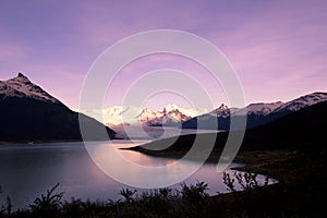 Glacier at sunset