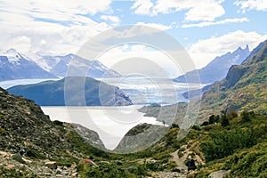 Glacier in Torres del Paine National Park in Patagonia, Chile