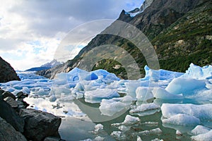 Glacier in Torres del Paine National Park in Patagonia, Chile