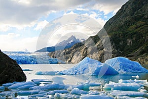 Glacier in Torres del Paine National Park in Patagonia, Chile