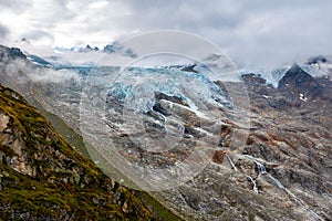 Glacier view, Mont Blanc massif mountains, France